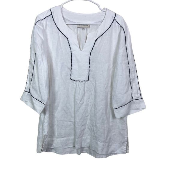 Jones New York White Tunic with Black Trim Size Medium - Picture 1 of 10